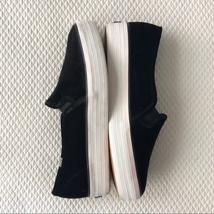Keds black velvet slip-on sneakers